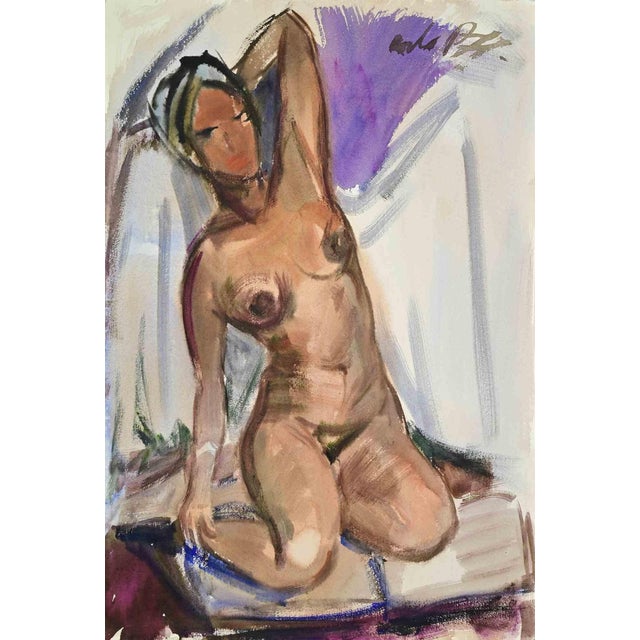 Carlo Ravagnan, Nude of Woman, Watercolor, 1970s For Sale