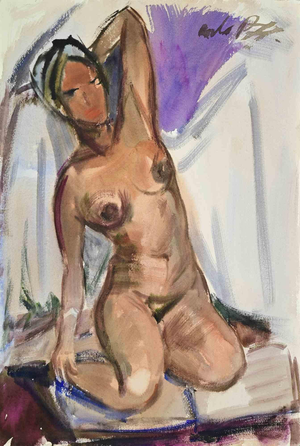 Carlo Ravagnan, Nude of Woman, Watercolor, 1970s