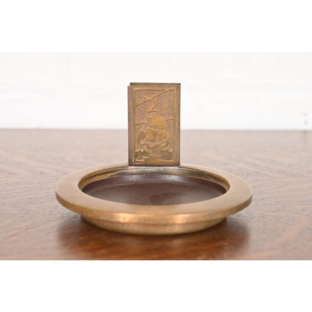 Silver Crest Arts & Crafts Nautical Bronze Ashtray With Match Box Holder For Sale - Image 11 of 11