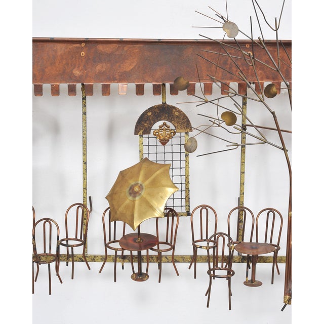 C. Jeré Attrib. Brass Parisian Café Bistro Wall Sculpture For Sale In Sacramento - Image 6 of 18