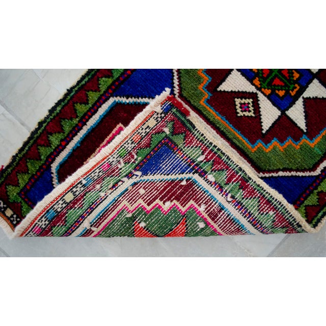 Hand Knotted Oushak Rug. Colorful Rug, Bath Mat, Laundry Decor 1'5" X 3' For Sale - Image 9 of 9