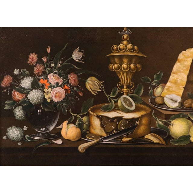 Flemish Artist, Still Life with Flowers and Fruit, 1750, Oil on Canvas For Sale - Image 7 of 15