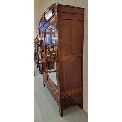 Wood Large Art Nouveau Wardrobe, 1890s For Sale - Image 7 of 10