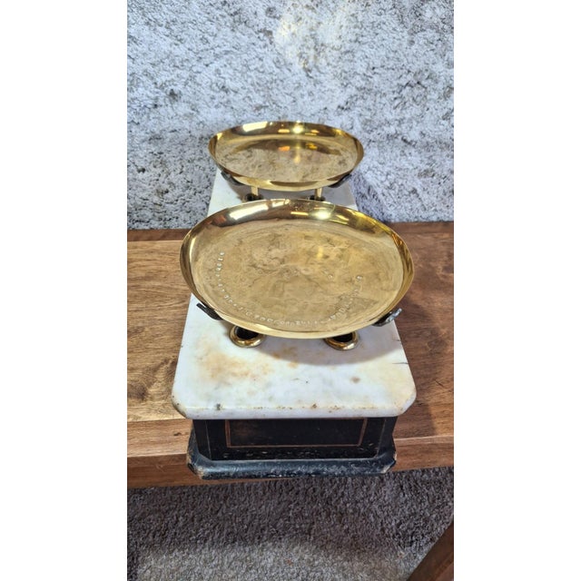 19th Century 19th Century Napoleon III Trade Scale in Brass and Marble For Sale - Image 5 of 11