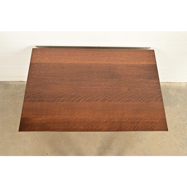 Stickley Brothers Antique Mission Oak Arts & Crafts Writing Desk or Library Table, Newly Refinished For Sale - Image 11 of 15