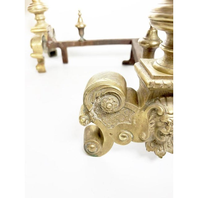 19th Century Brass and Cast Iron Andirons, France, Set of 2 For Sale - Image 12 of 14