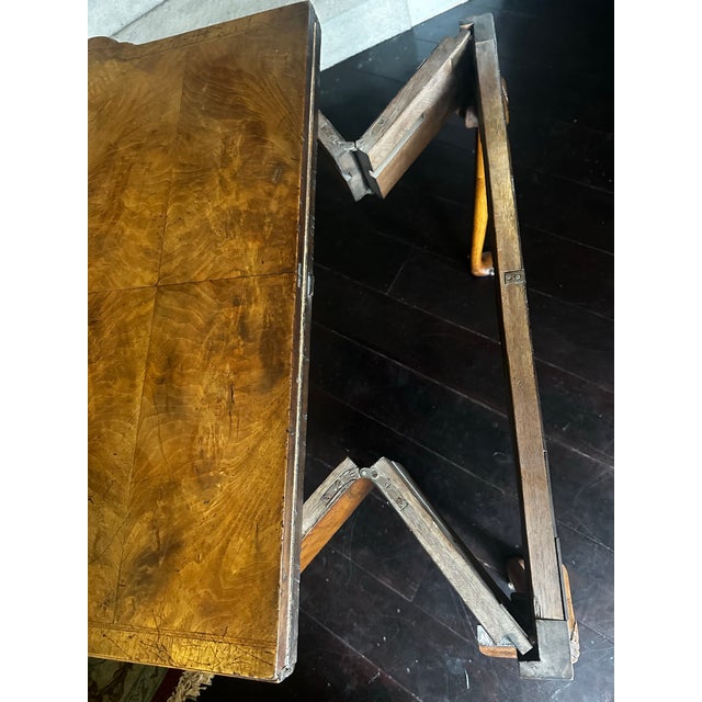 Antique George 11 Burl Wood Leather Top Games Table For Sale - Image 12 of 12
