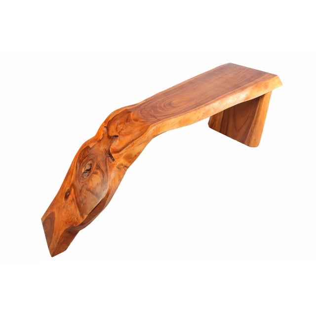 Wood Modern One Slab Water Fall Living Edge Console Table 41 For Sale - Image 7 of 7