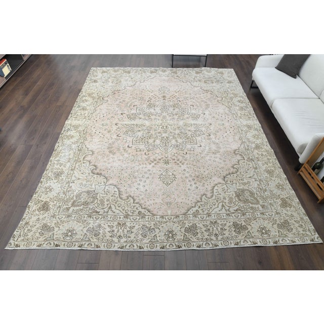 Persian 1970s Vintage Persian Handmade Wool Cotton Beige Area Rug For Sale - Image 3 of 11