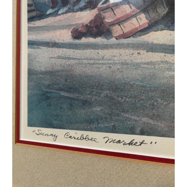 Vintage David W. Clough Signed Original Lithograph “Sunny Caribbee Market” For Sale In Charleston - Image 6 of 9
