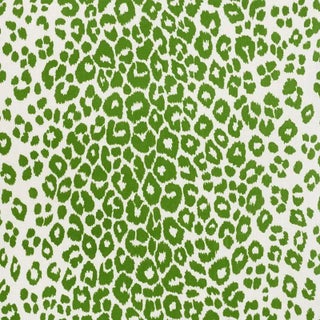 Sample - Schumacher Leopard Indoor/Outdoor Fabric in Green For Sale