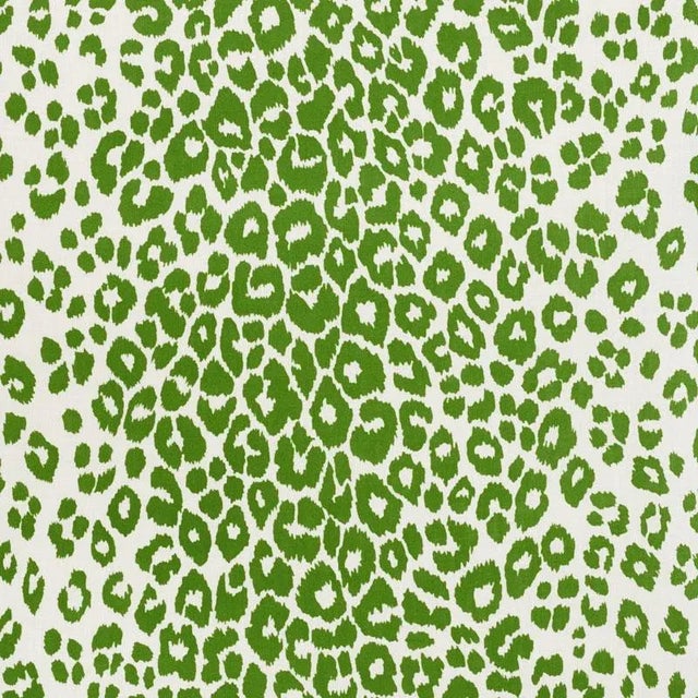 Sample - Schumacher Leopard Indoor/Outdoor Fabric in Green For Sale
