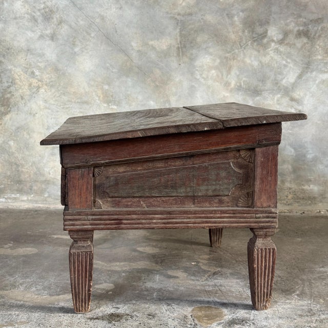 Wood Small Antique Indonesian Teak Writing Table, 1930s For Sale - Image 7 of 11
