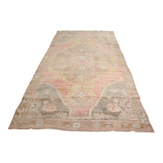 Hand-Knotted Vintage Anatolian Rug, Pale Earth Tone Minimalist Carpet For Sale
