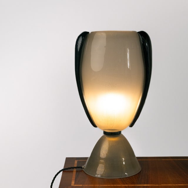 Mid-Century Modern Iridescent Murano Glass Hourglass Table Lamps, 1980s, Set of 2 For Sale - Image 3 of 6