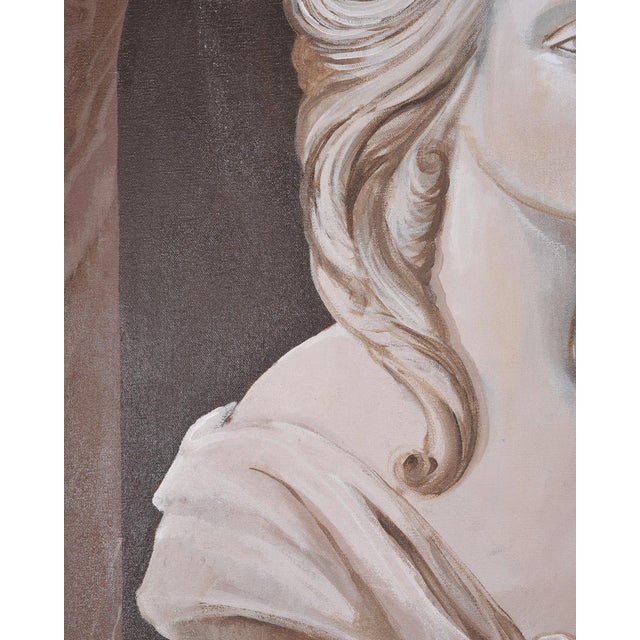 William Skilling "Bust of a Lady" Oil on Canvas Painting 3' Ft For Sale - Image 16 of 18