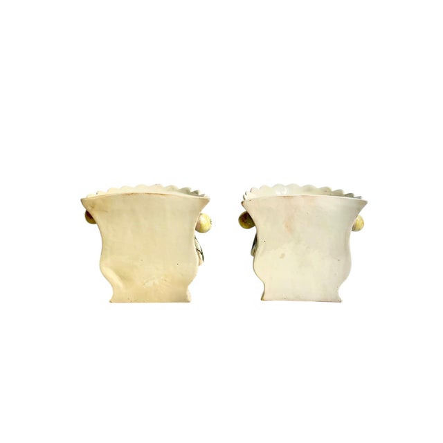 Antique Matched Pair of French Faience Flower Frogs or Moustiers For Sale - Image 4 of 13