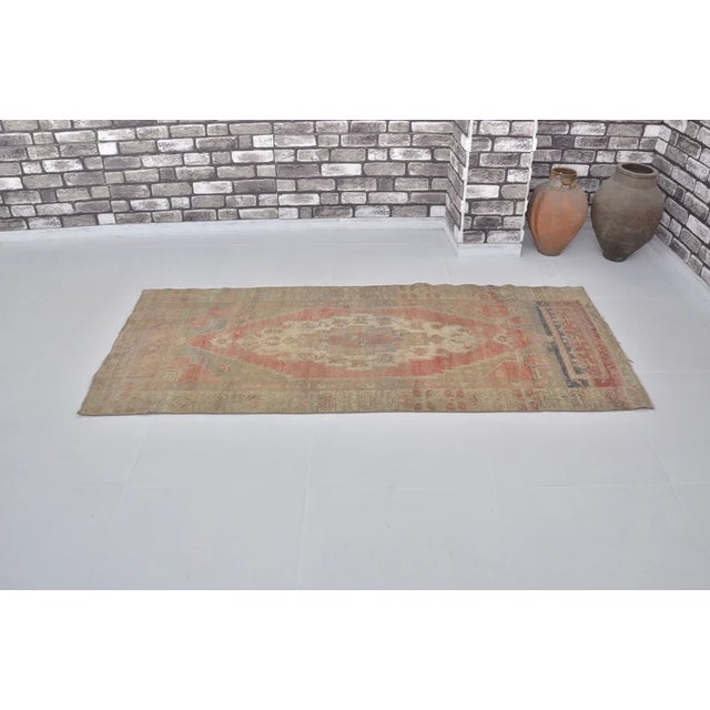 Turkish Vintage Handwoven Runner With Stepped Geometric Medallions For Sale - Image 3 of 10