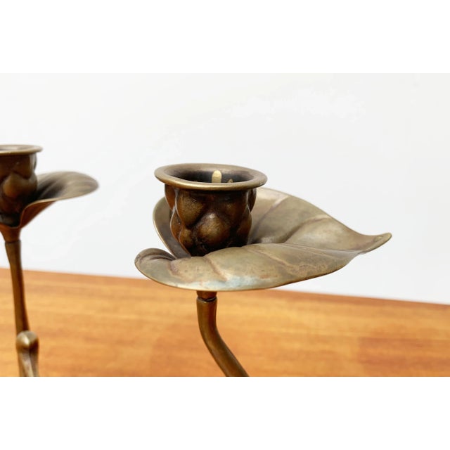 Vintage Brutalist Floral Metal Candleholder For Sale - Image 14 of 18