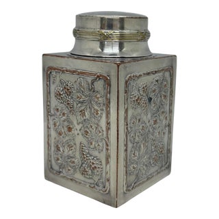 Mid 20th Century Lawrence B. Smith Silver on Copper Tea Caddy With Grapevine & Leaf Design, Circa 1940 For Sale