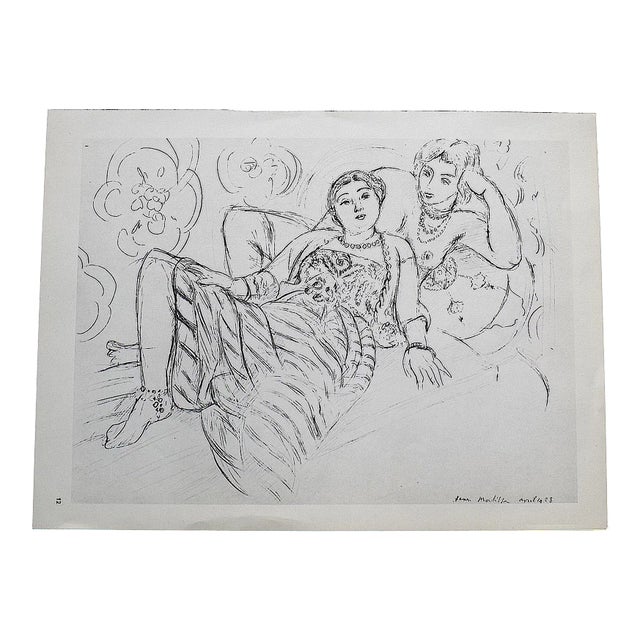 Vintage Signed Henri Matisse Mid 20th Century Reclining Females Lithograph For Sale