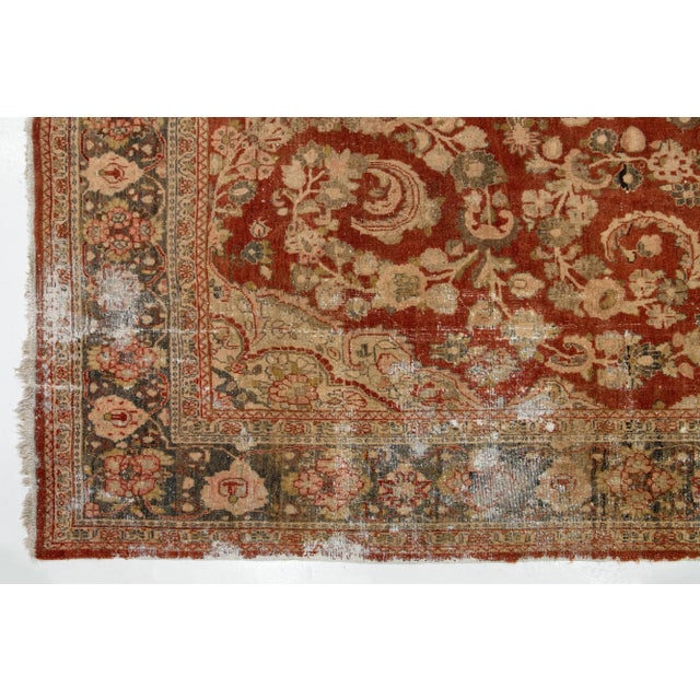 Antique Persian Mahal Wool Rug in Rust Color With Floral Design For Sale In New York - Image 6 of 12