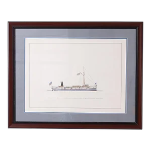 Marine Painting on Paper of a Great Lakes Steamship