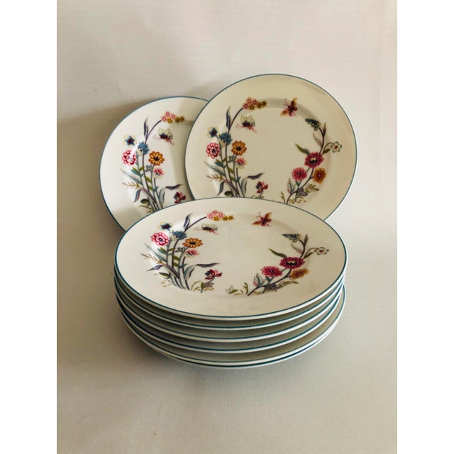 1970s Vintage Jardin by Andrea " Sedek" Pattern Porcelain Plates S/8 For Sale - Image 5 of 5