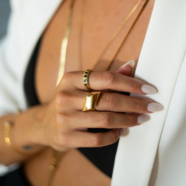 Modern Infinity Fold Gold Unique Adjustable Ring, Size 8 For Sale - Image 3 of 11