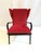 Mid-Century Modern Mid-Century Wingback Armchair in Red Velvet and Blackened Wood, 1950s For Sale - Image 3 of 10