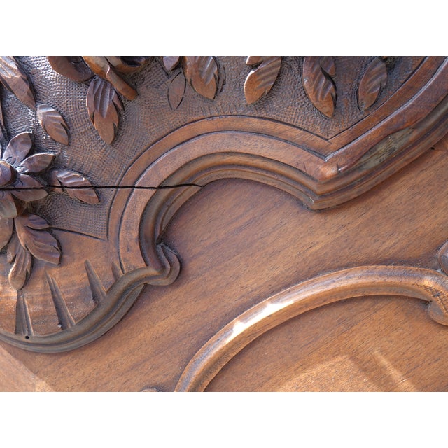 Bed Frame ~ Antique French Louis XVI Brown Headboard Fb & Rails For Sale - Image 12 of 13