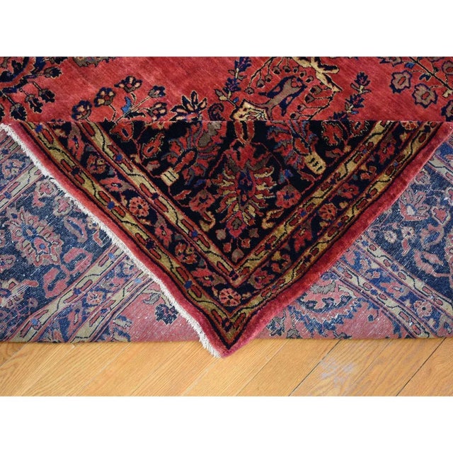 Antique Persian Moharajan Sarouk Red Hand Knotted Wool Rug For Sale In New York - Image 6 of 11