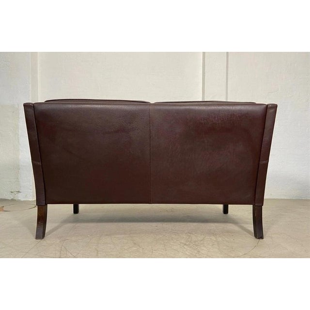 Vintage Danish Dark Cognac Leather Two-Seater Sofa from Stouby, 1960s For Sale - Image 15 of 18