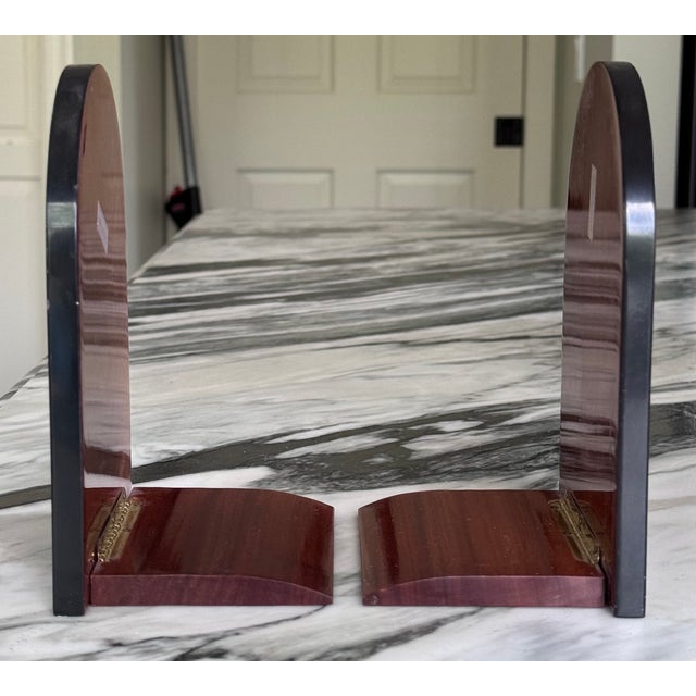 Italian Floral Inlay Music Book Motif Book Ends - A Pair Made in Italy For Sale - Image 4 of 9