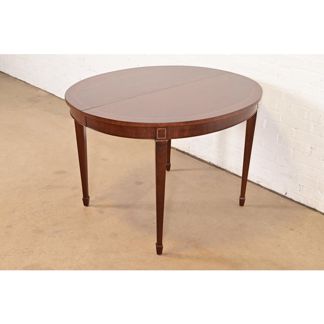 Wood Kindel Furniture Federal Banded Mahogany Extension Dining Table, Newly Refinished For Sale - Image 7 of 14