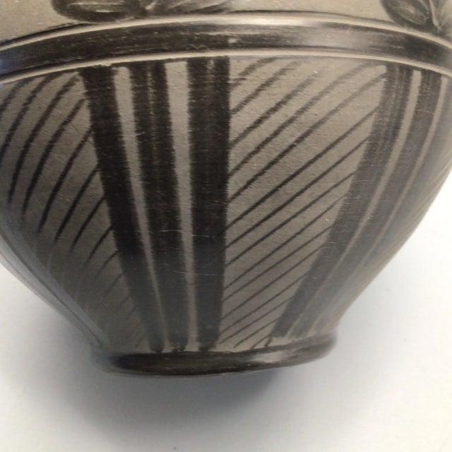 Kovats Studio Art Hungarian Black Pottery Squat Vase Signed For Sale - Image 10 of 12