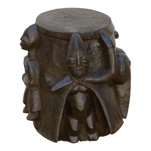 Rustic Figural Carved African Shango Stool