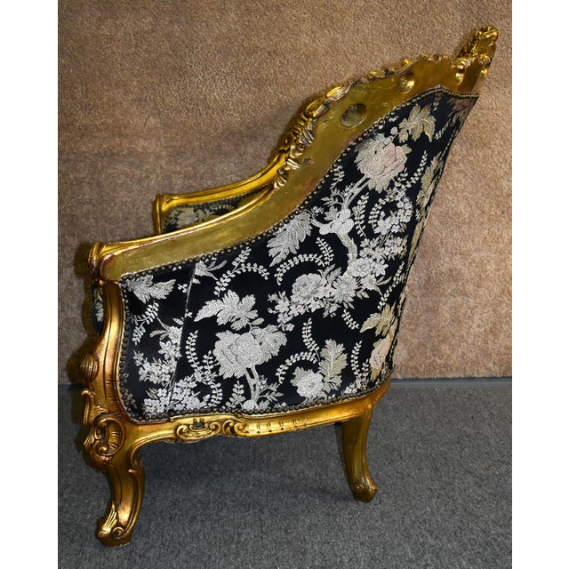 Vintage Italian Rocco Style Carved Rounded Back Chair W/Burnished Gold
