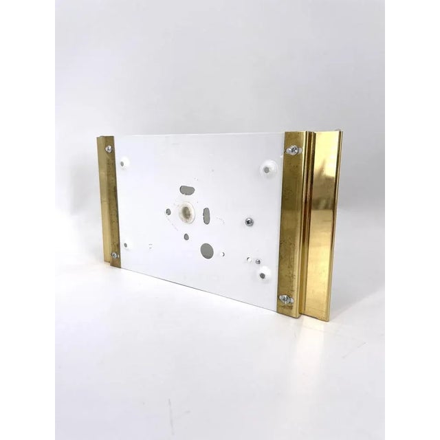 Metal Italian Opaque Glass and Guilt Metal Wall Lamp, 1980s For Sale - Image 7 of 9