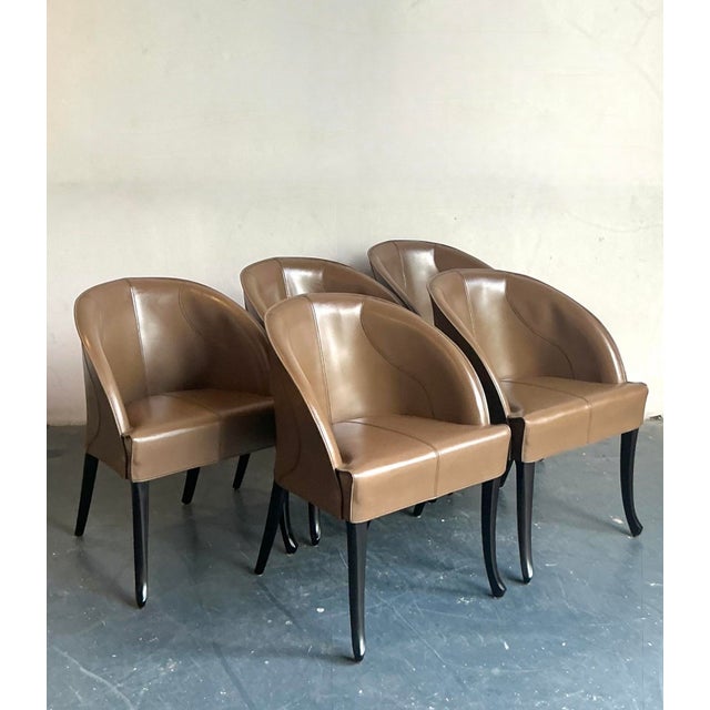 Vintage Italian Georgetti Leather Dining Chairs - Set of 5 For Sale In West Palm - Image 6 of 12