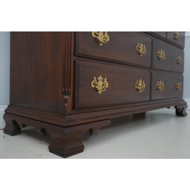 Brown Vintage Cherry 7 Drawer Dresser W. Attached Mirror For Sale - Image 8 of 17