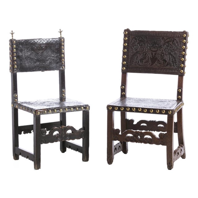 Set of Chairs in Chestnut and Walnut For Sale