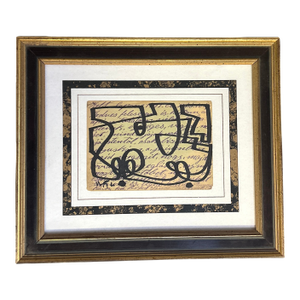 Contemporary Original Wayne Cunningham Abstract Marker Drawing on Vintage Paper
