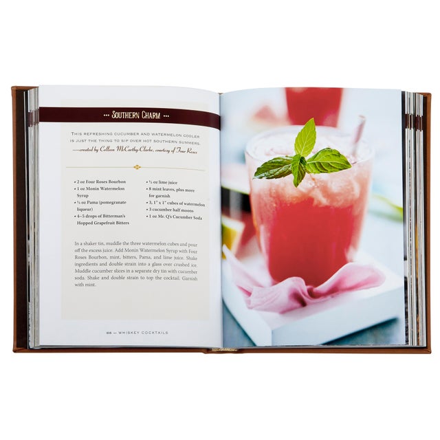 Whiskey Cocktails, Bonded Leather Book in Brown | Chairish