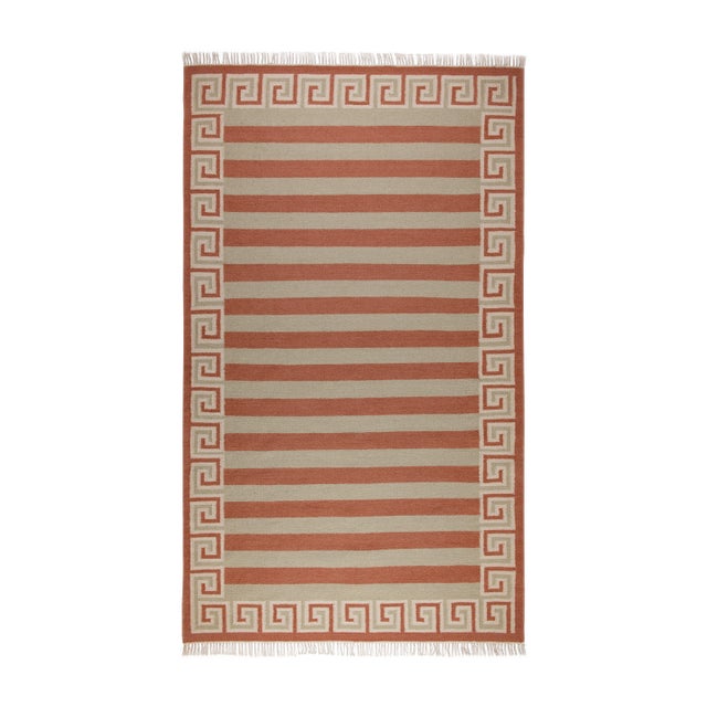 Part & Parcel Goods Wool Stripe Rug, 8' x 10', Celadon, Topaz and Eggshell For Sale