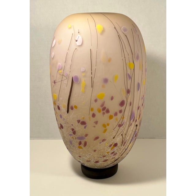 Contemporary 2018 Eric Bladholm Signed Satin Art Glass Vase 16” H For Sale - Image 3 of 9