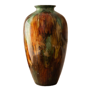 Late 20th Century 18” Sculptural Multicolor Art Pottery Vase – Organic Glaze Studio Style