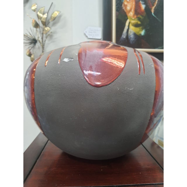 Vintage Tony Evans Raku Pottery Vase For Sale - Image 4 of 6