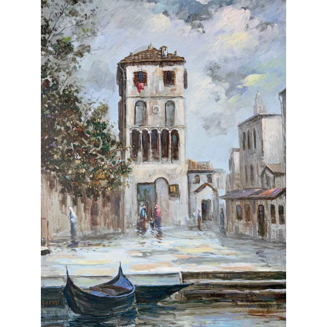 1970s R. Pissarro European Canal Scene Oil on Canvas Painting - Framed For Sale - Image 5 of 13