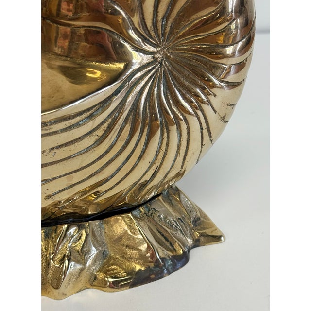 Vintage Brass Nautilus Shell Planter Cachepot For Sale - Image 9 of 11